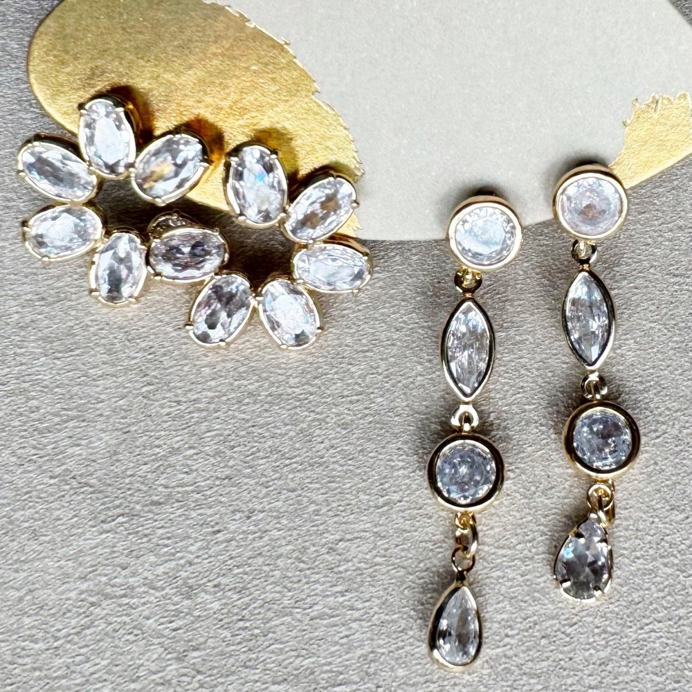 Anthropologie Crystal Rhinestone Earrings, 2 Pair Set - Picture 10 of 10